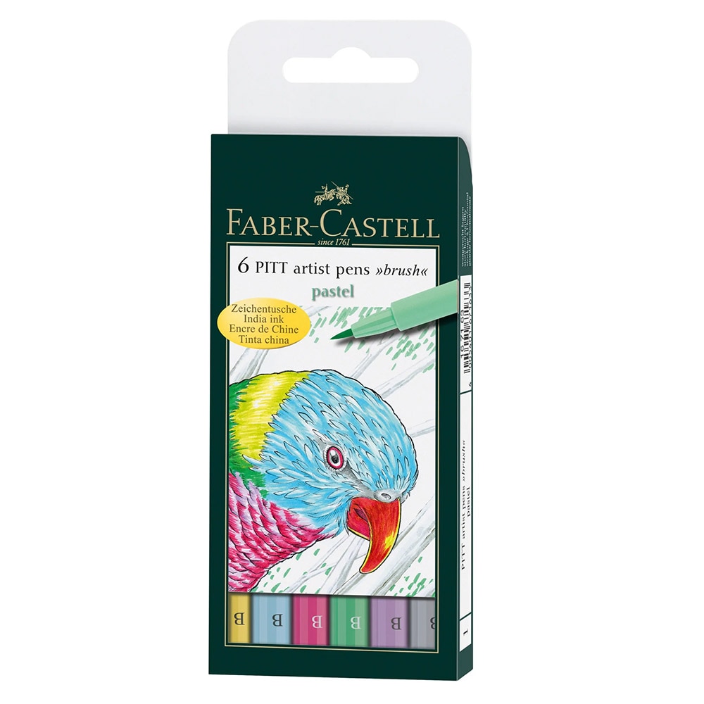 Faber-Castell, Marker Set, Art & School, Pitt Artist, Pen Wallet, Pastel, 6 count, 626713